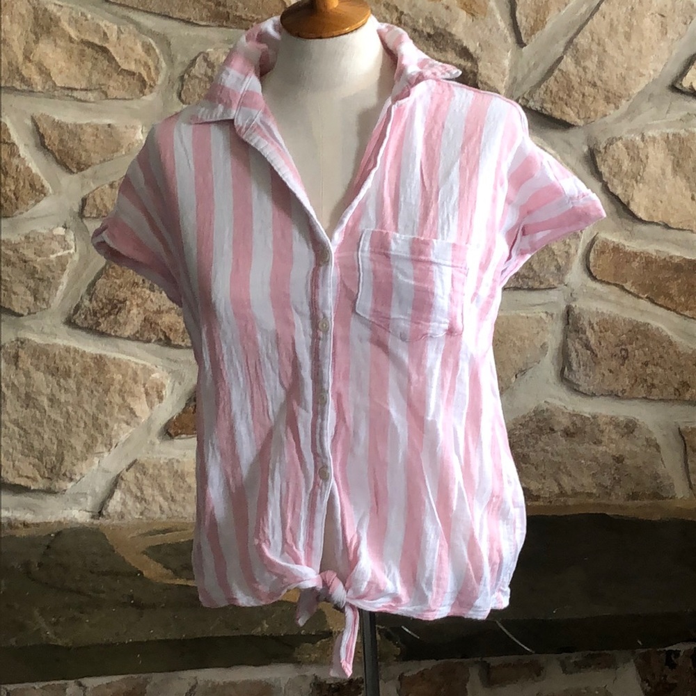 Button front tie Top